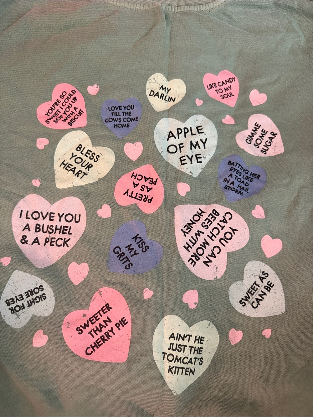 Living fully candy hearts crew neck